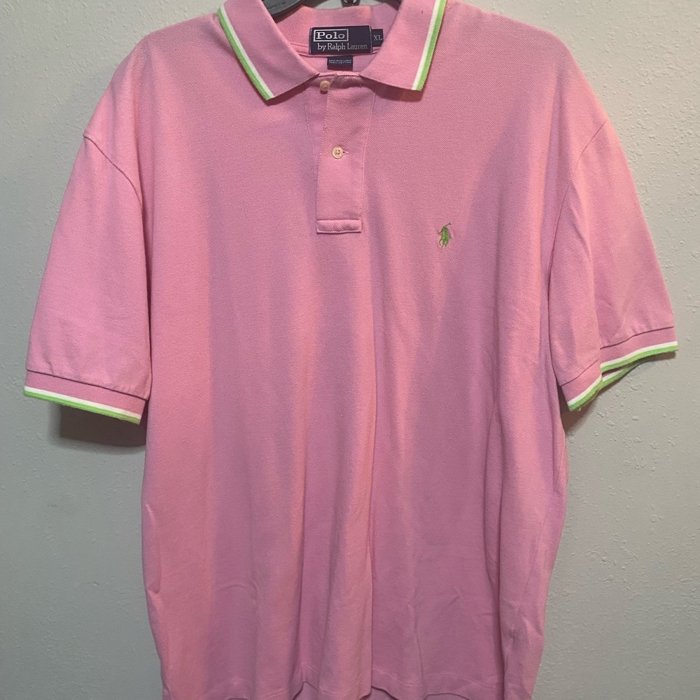 Ralph Lauren Pink Polo Shirt with White Collar